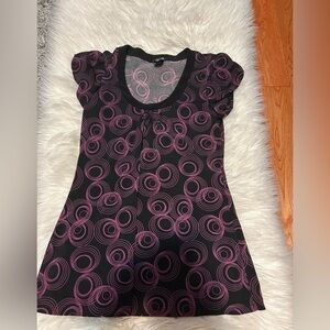 Black & Purple Circle Print Top